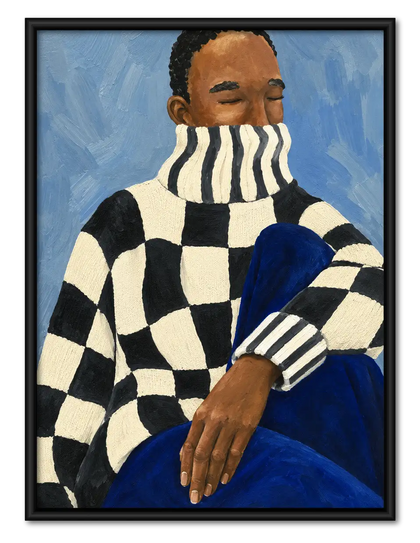 Checkered Sweater Fashion Portrait Wall Art