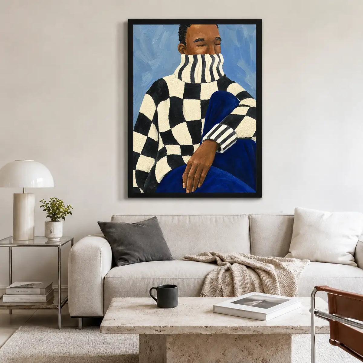 Checkered Sweater Fashion Portrait Wall Art 2