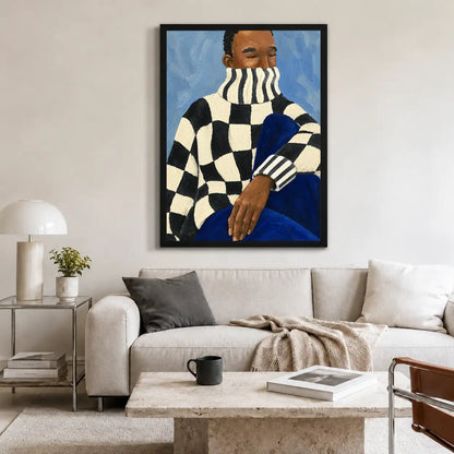 Checkered Sweater Fashion Portrait Wall Art 2