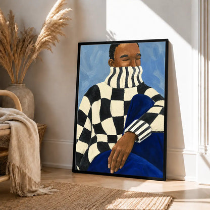 Checkered Sweater Fashion Portrait Wall Art 4