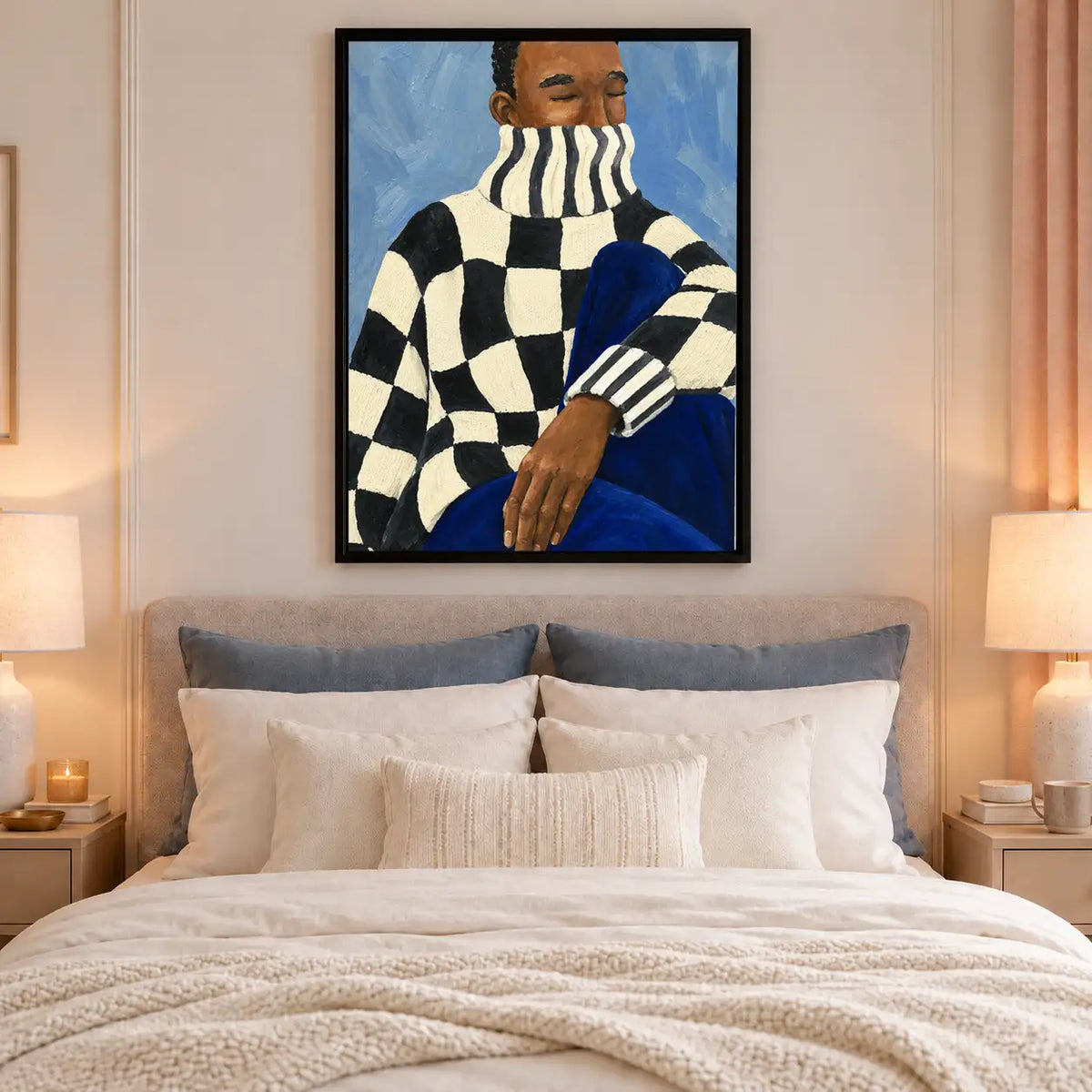 Checkered Sweater Fashion Portrait Wall Art 6