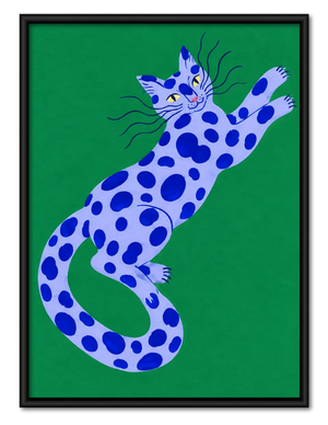 Cobalt Spotted Cat on Emerald Wall Art