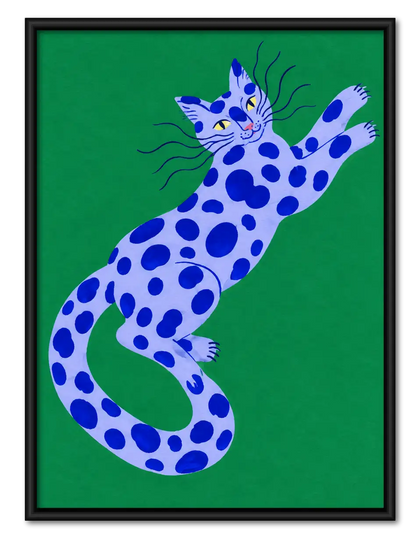 Cobalt Spotted Cat on Emerald Wall Art