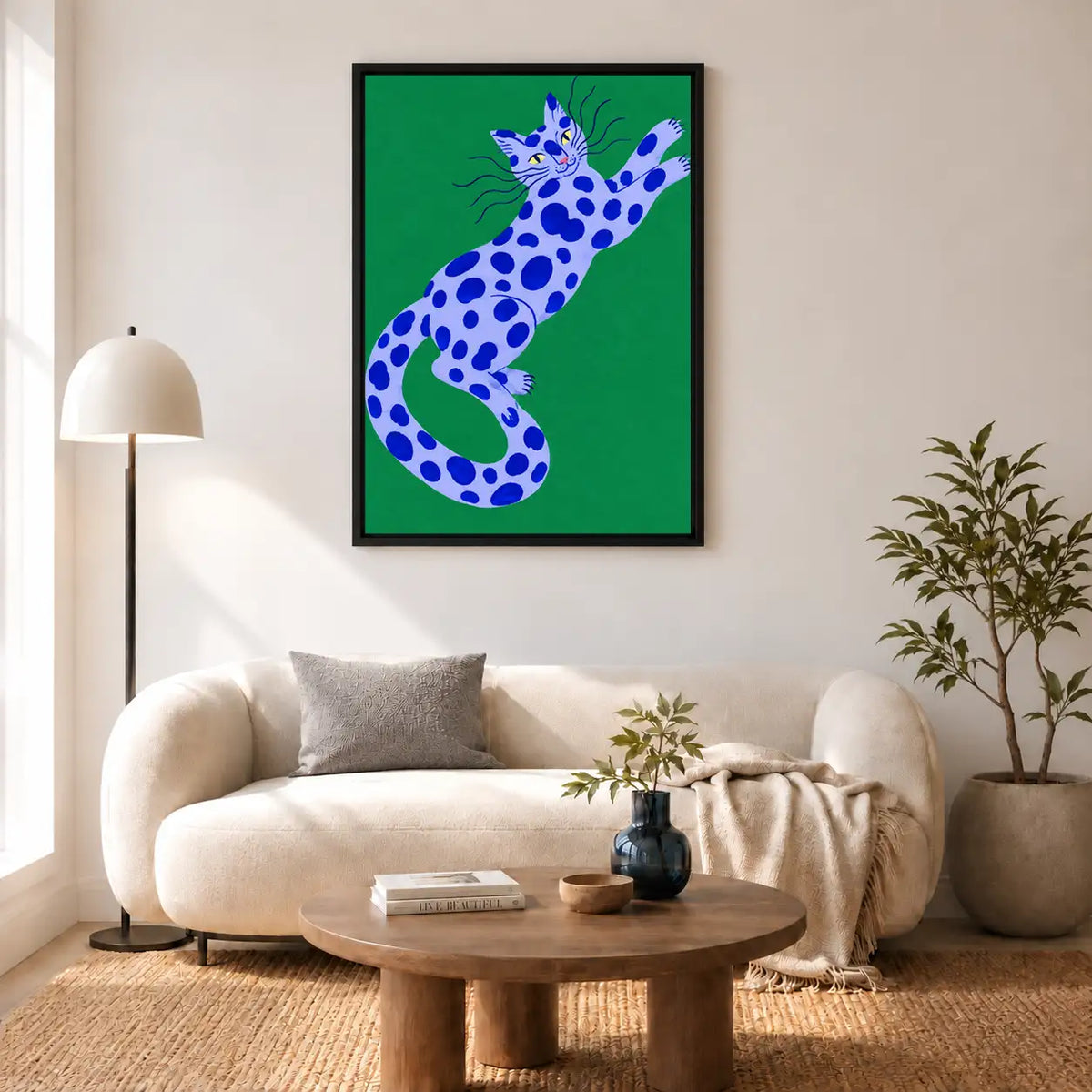 Cobalt Spotted Cat on Emerald Wall Art 5