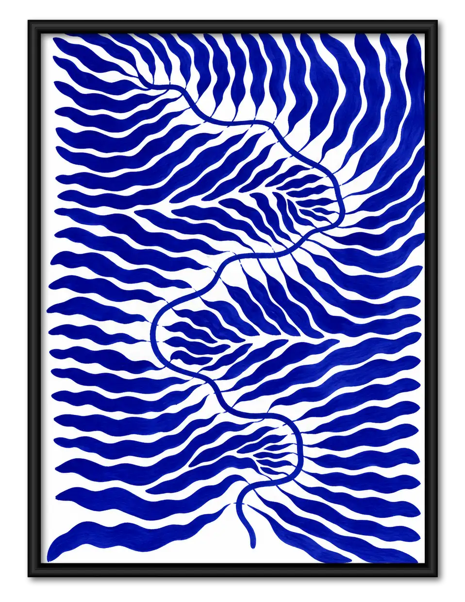 Cobalt Wavy Current Abstract Wall Art 1