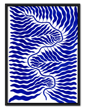 Cobalt Wavy Current Abstract Wall Art
