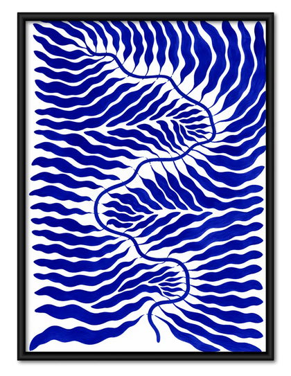 Cobalt Wavy Current Abstract Wall Art