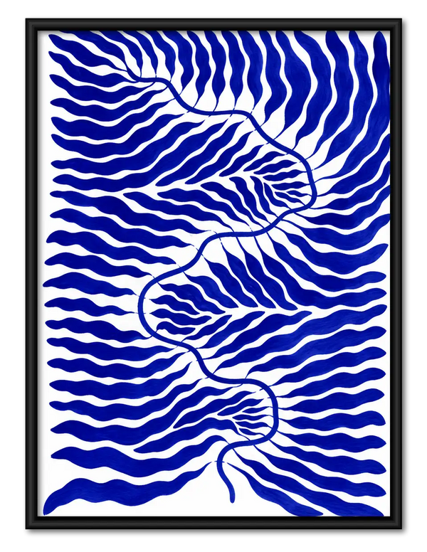 Cobalt Wavy Current Abstract Wall Art