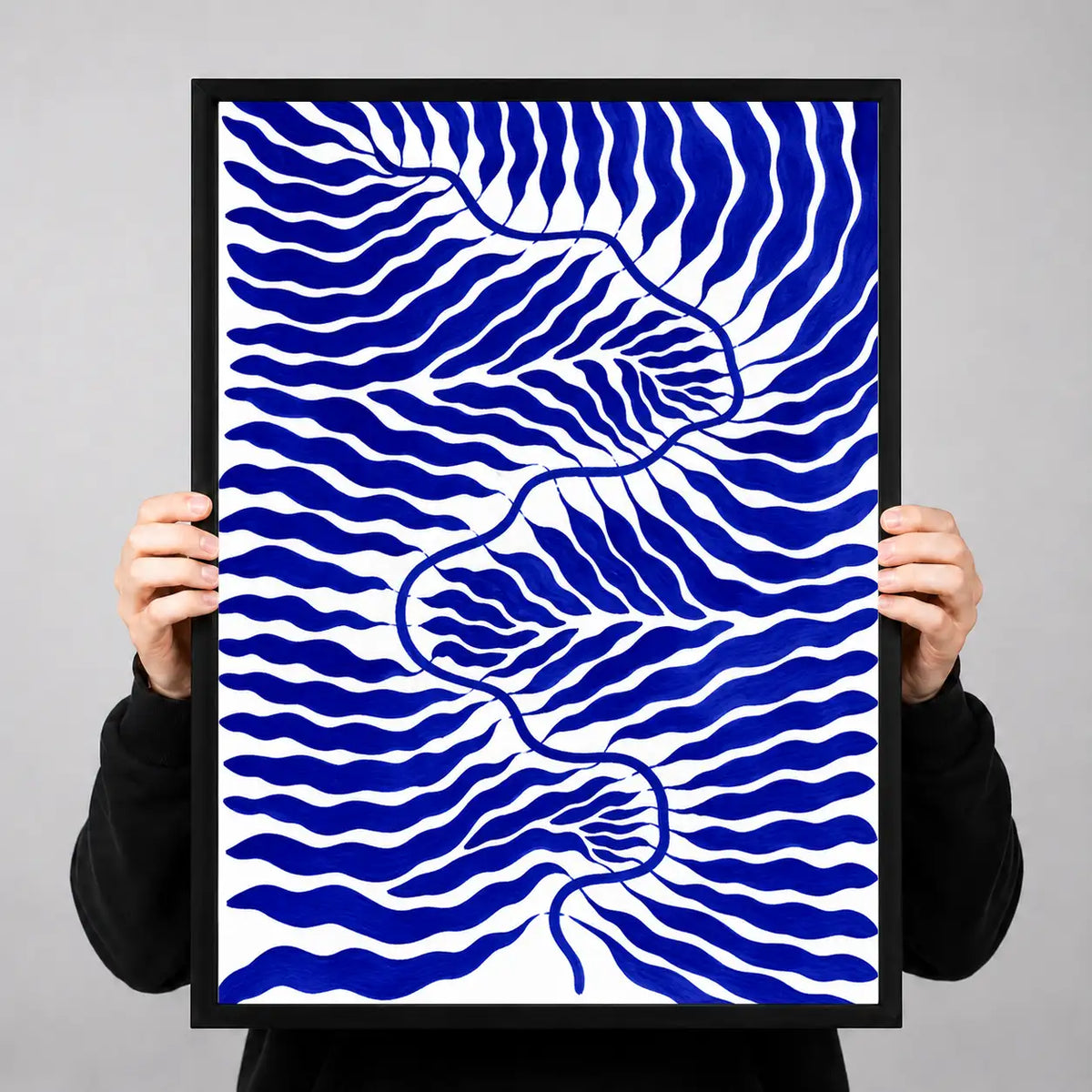 Cobalt Wavy Current Abstract Wall Art 3