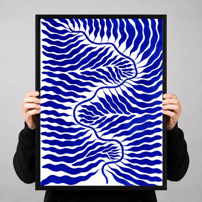Cobalt Wavy Current Abstract Wall Art 3