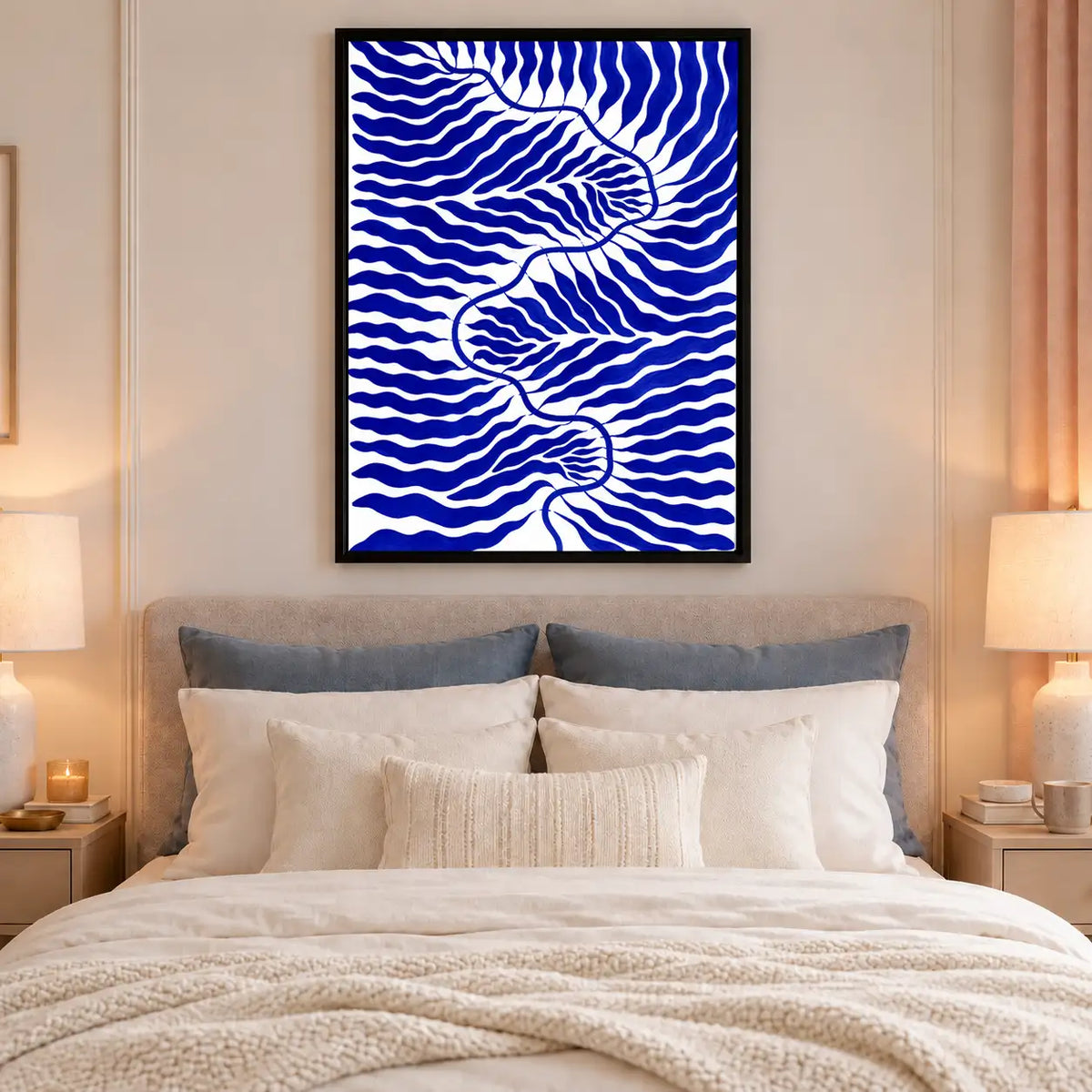 Cobalt Wavy Current Abstract Wall Art 6