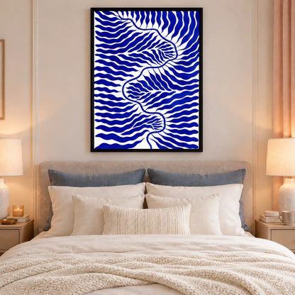 Cobalt Wavy Current Abstract Wall Art 6