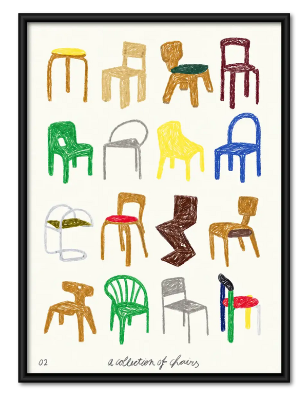 Colorful Chair Collection Illustration Wall Art