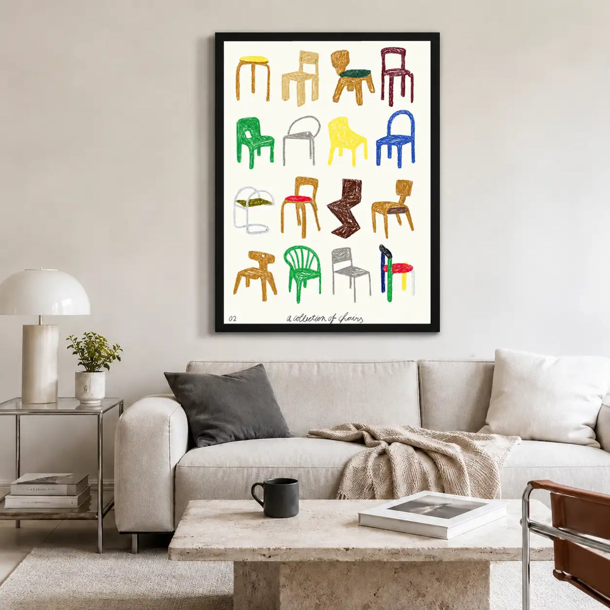Colorful Chair Collection Illustration Wall Art 2
