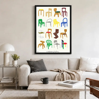 Colorful Chair Collection Illustration Wall Art 2