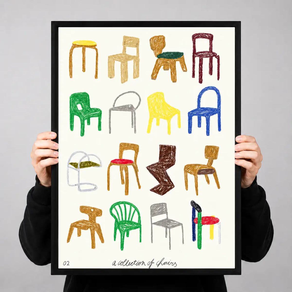 Colorful Chair Collection Illustration Wall Art 3