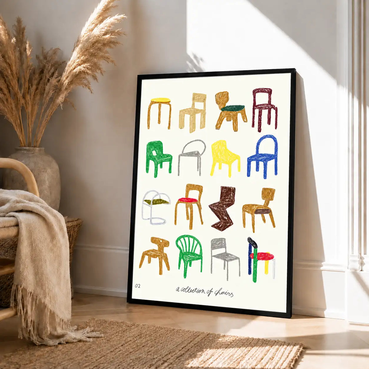 Colorful Chair Collection Illustration Wall Art 4