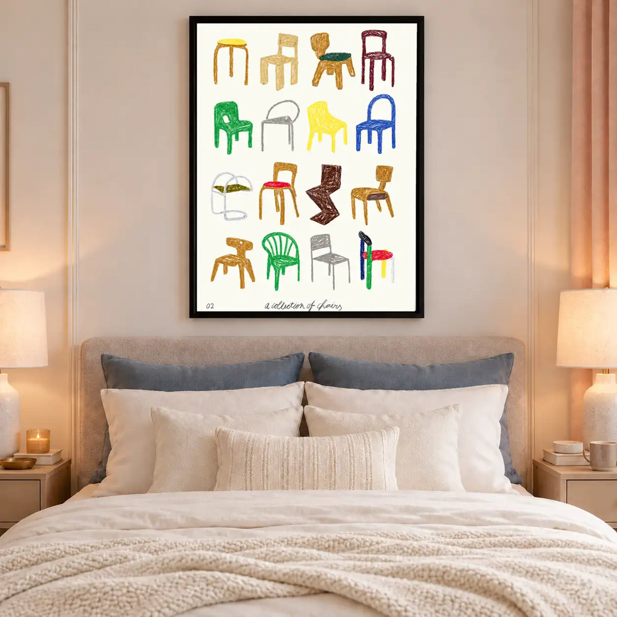 Colorful Chair Collection Illustration Wall Art 6