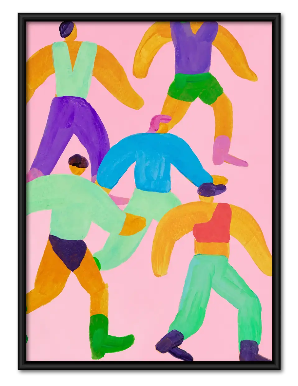 Colorful Dancing Crowd Abstract Wall Art 1