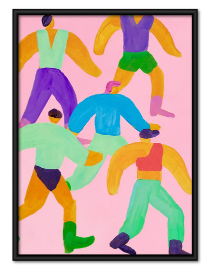 Colorful Dancing Crowd Abstract Wall Art