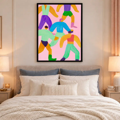 Colorful Dancing Crowd Abstract Wall Art 6