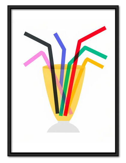 Colorful Drinking Straws Graphic Wall Art