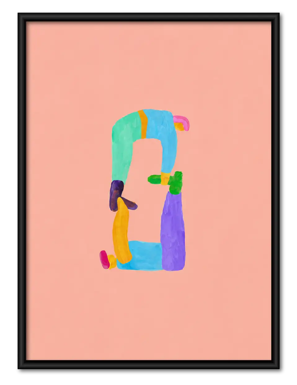 Colorful Fashion Figure on Pink Wall Art 1