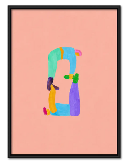 Colorful Fashion Figure on Pink Wall Art