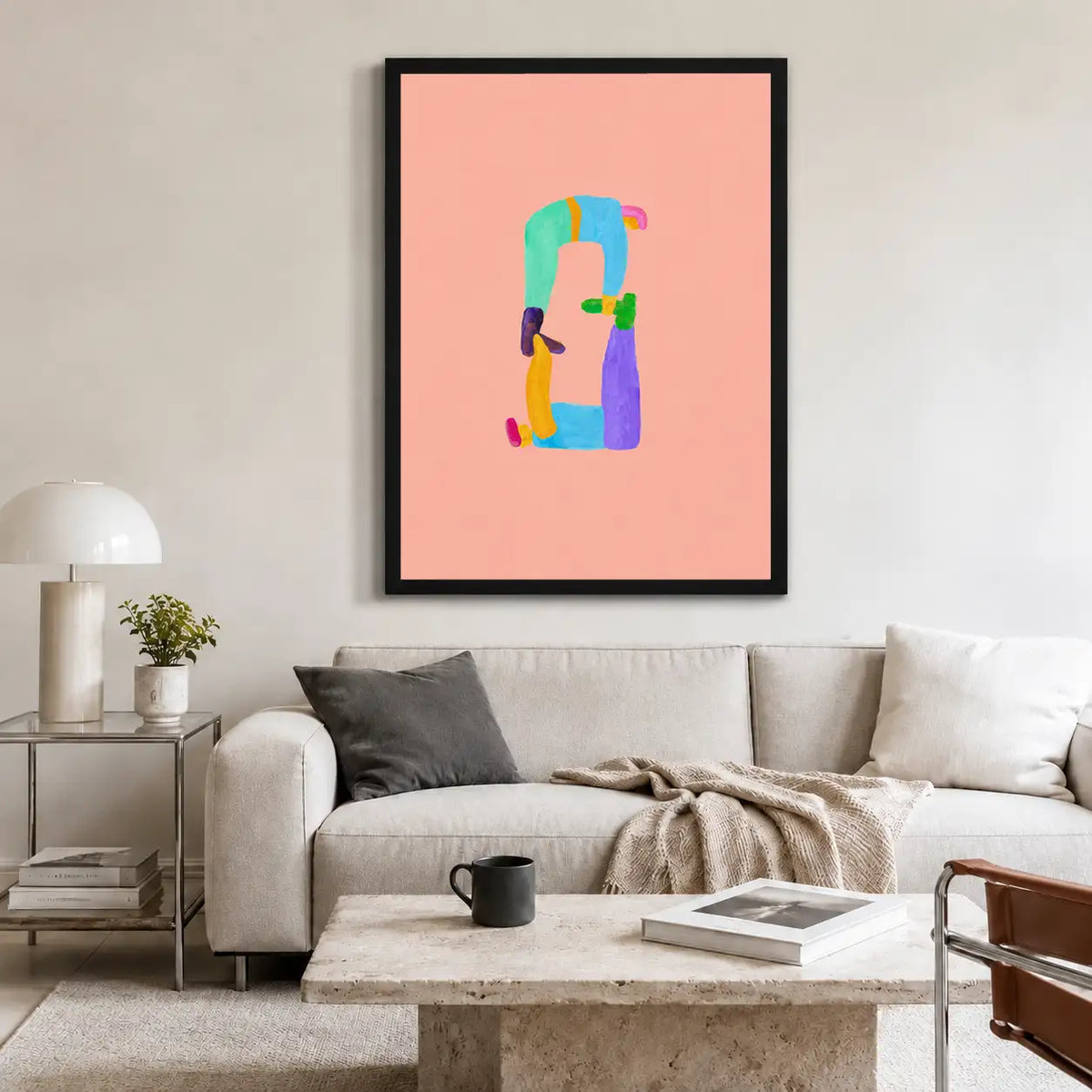 Colorful Fashion Figure on Pink Wall Art 2