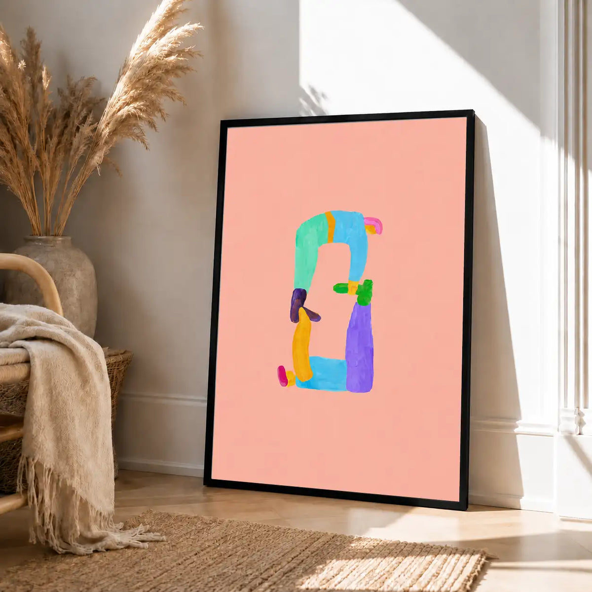 Colorful Fashion Figure on Pink Wall Art 4