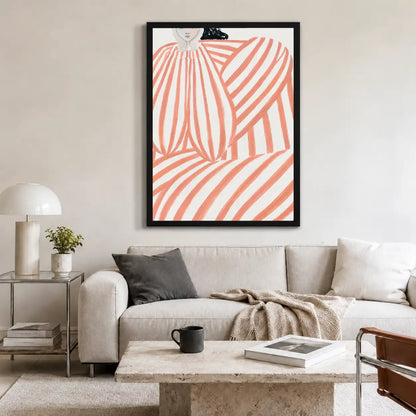 Coral Striped Seated Figure Wall Art 2