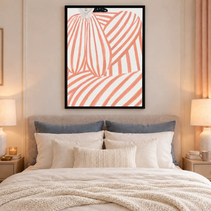 Coral Striped Seated Figure Wall Art 6
