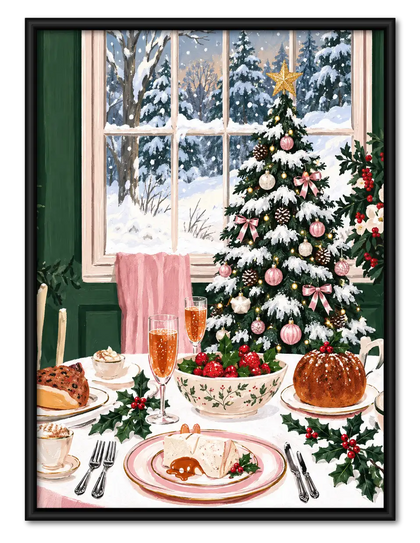 Cozy Christmas Dinner by the Tree Wall Art