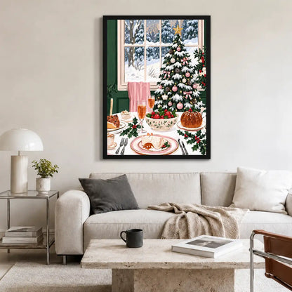Cozy Christmas Dinner by the Tree Wall Art 2