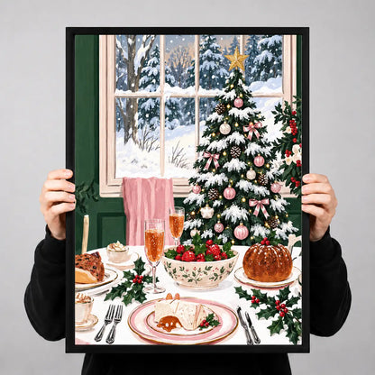 Cozy Christmas Dinner by the Tree Wall Art 3