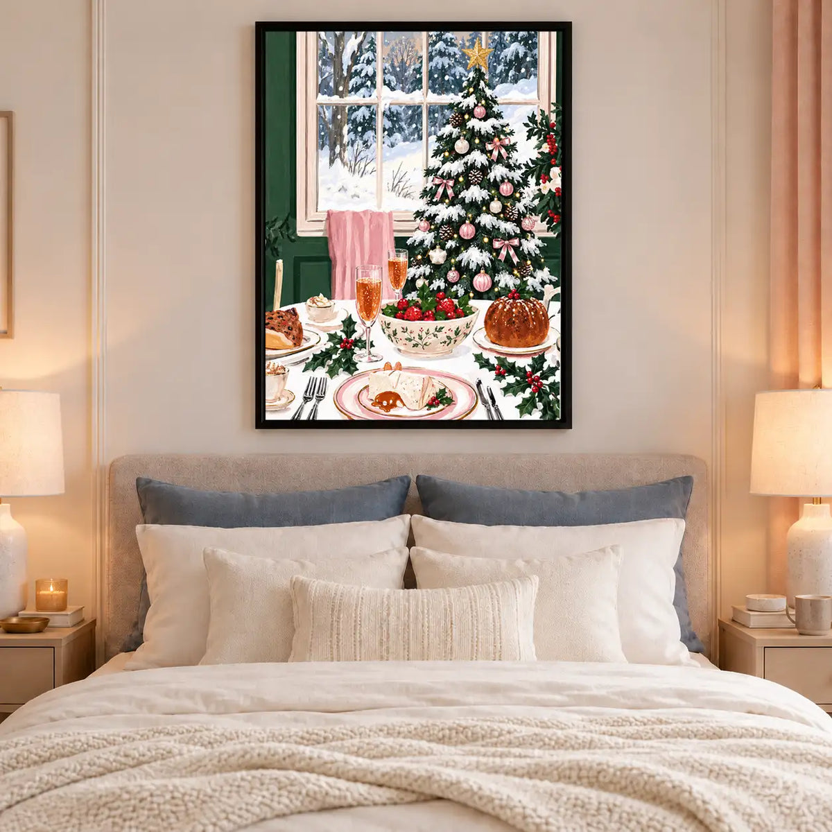 Cozy Christmas Dinner by the Tree Wall Art 6