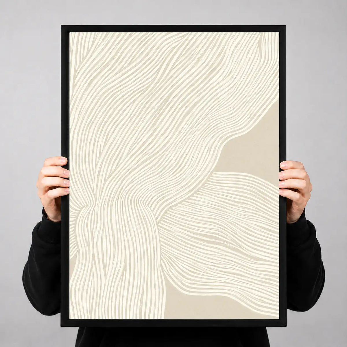Cream Topographic Flow Lines Wall Art 3