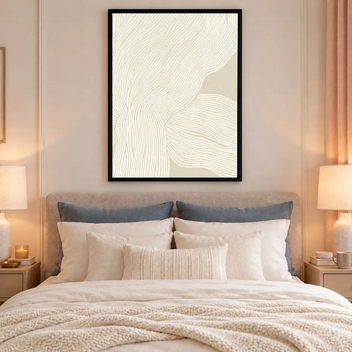 Cream Topographic Flow Lines Wall Art 6