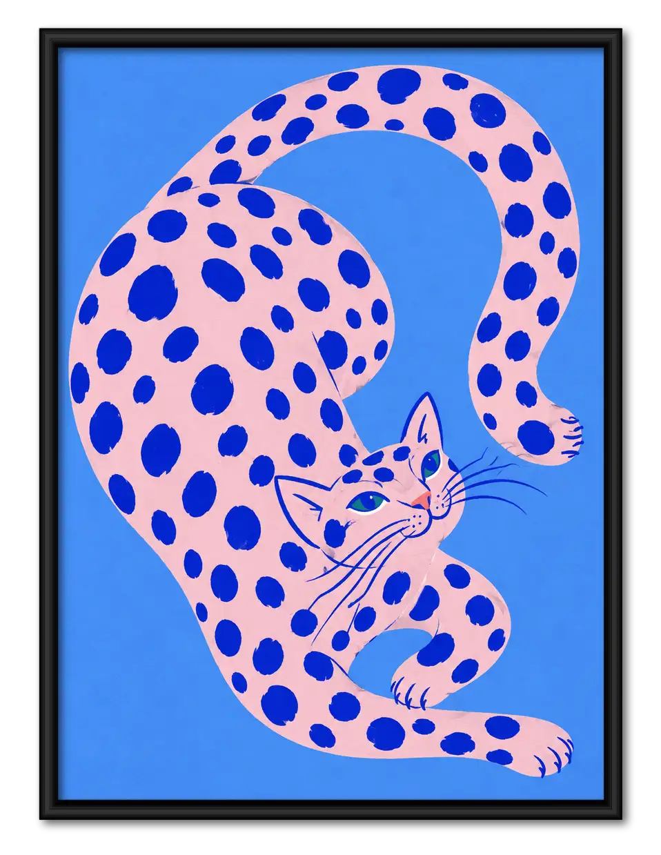 Curled Pink Spotted Cat Wall Art 1