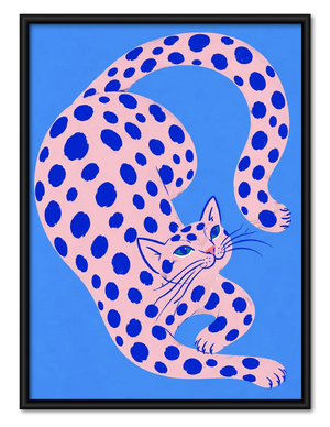 Curled Pink Spotted Cat Wall Art