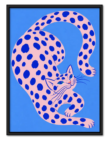 Curled Pink Spotted Cat Wall Art