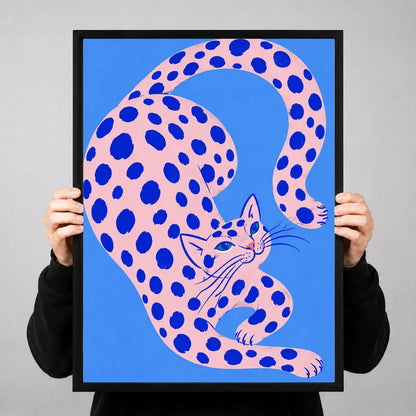Curled Pink Spotted Cat Wall Art 3