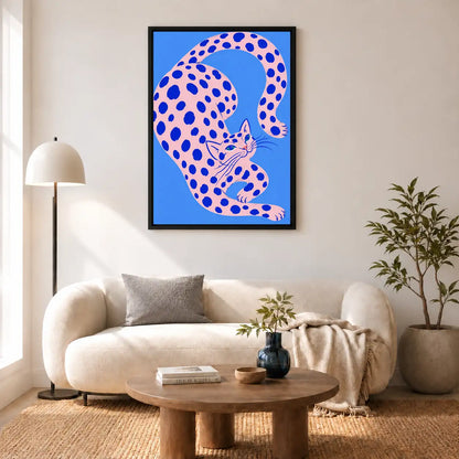 Curled Pink Spotted Cat Wall Art 5