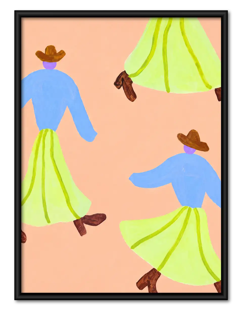 Dancing Figures in Lime Skirts Wall Art 1