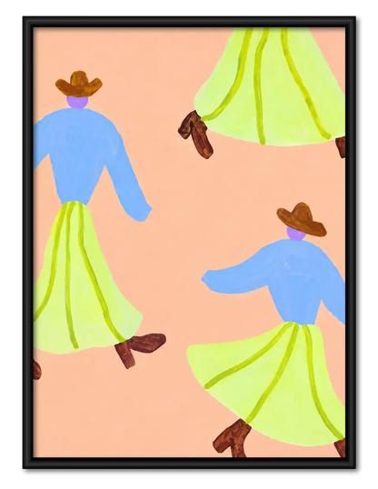 Dancing Figures in Lime Skirts Wall Art 1