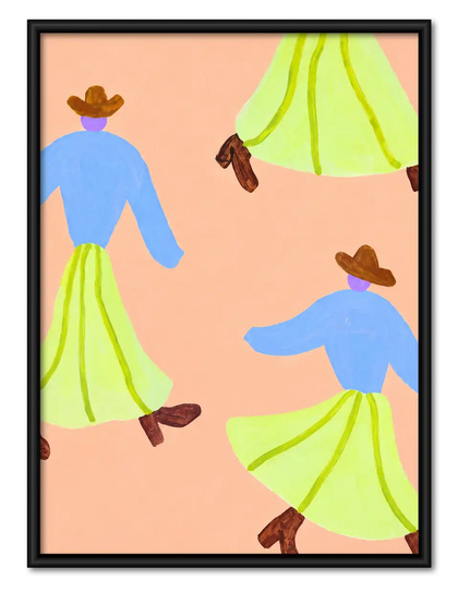 Dancing Figures in Lime Skirts Wall Art