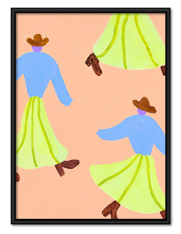 Dancing Figures in Lime Skirts Wall Art
