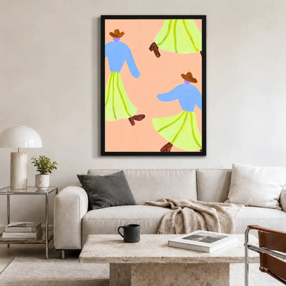 Dancing Figures in Lime Skirts Wall Art 2