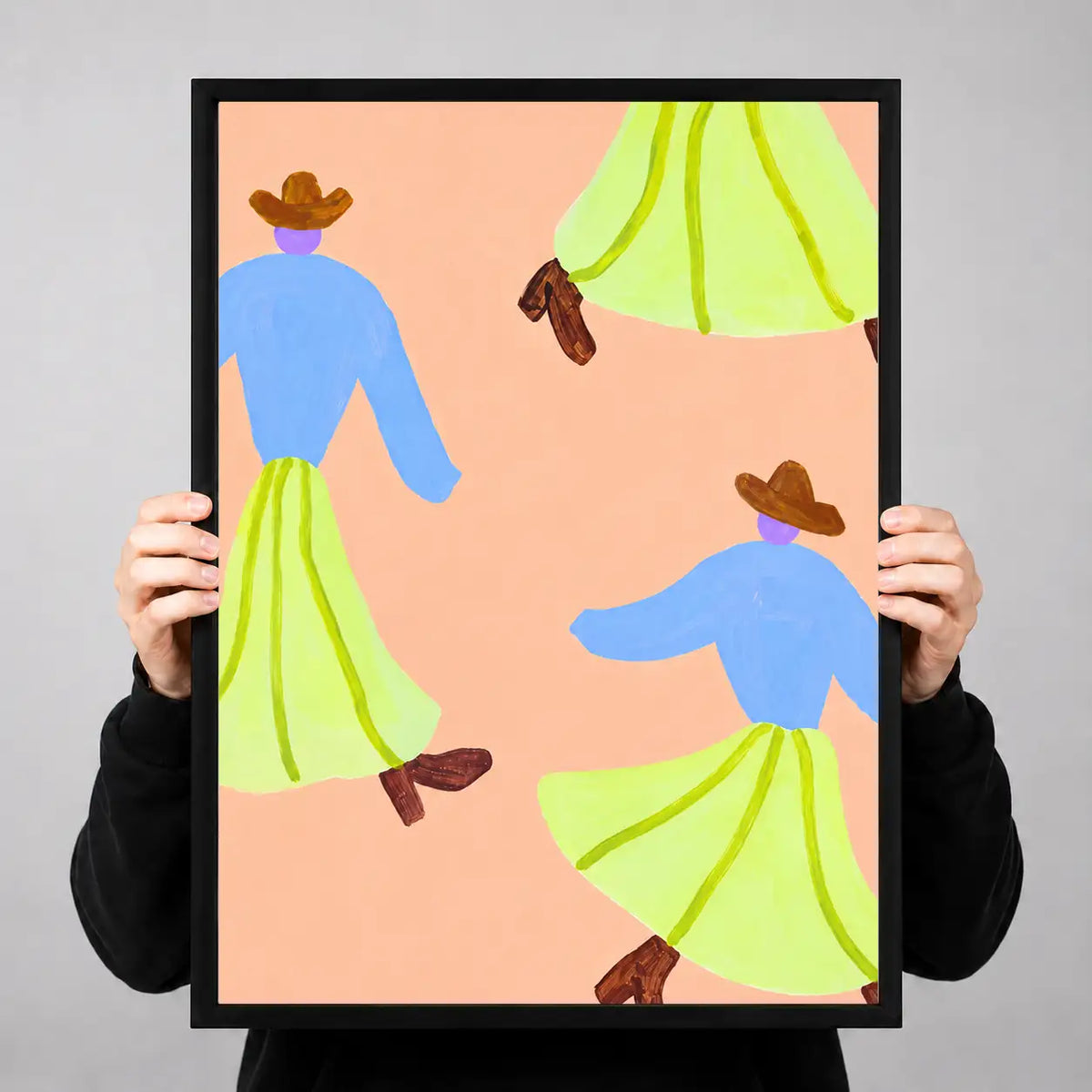 Dancing Figures in Lime Skirts Wall Art 3