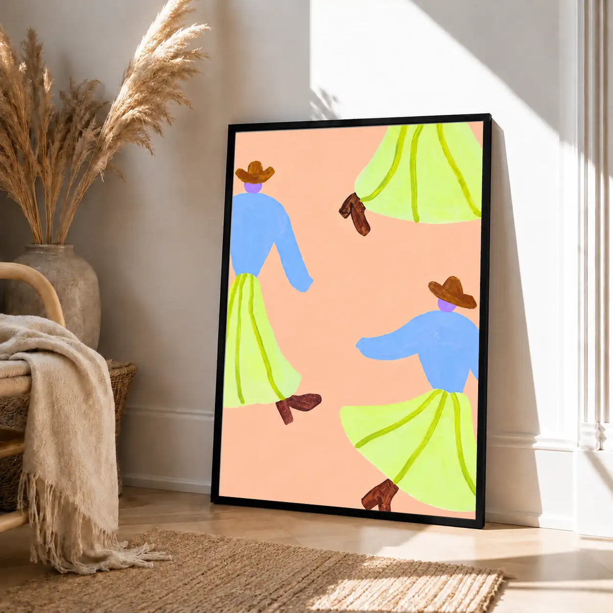 Dancing Figures in Lime Skirts Wall Art 4